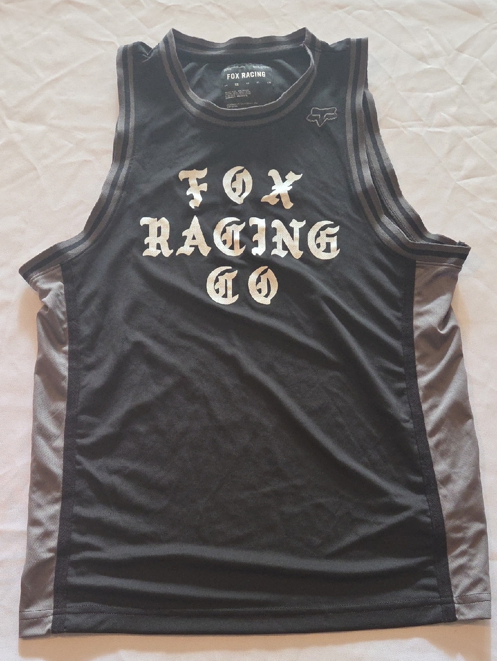Fox Racing Black and Gray Athletic Tank Top